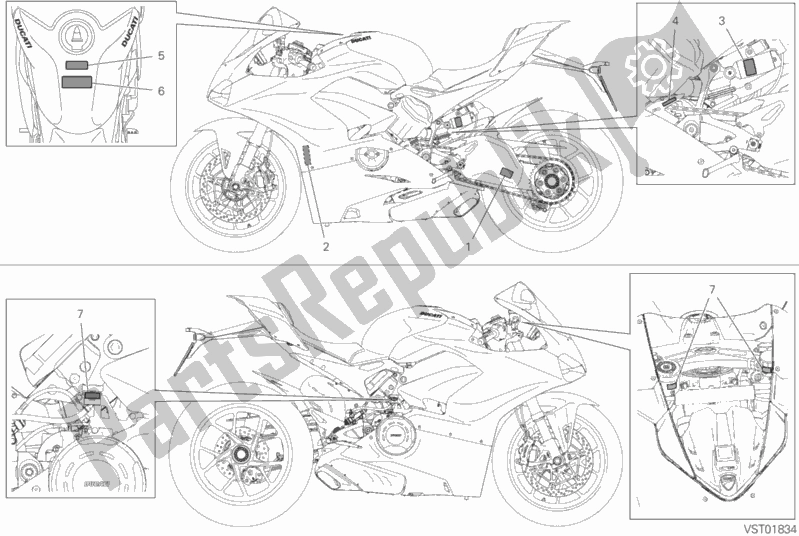 Toutes les pièces pour le Posizionamento Targhette du Ducati Superbike Panigale V4 1100 2018